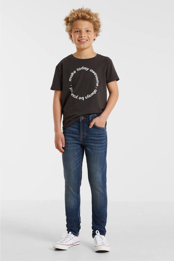 Anytime skinny jeans donkerblauw Jongens Denim Effen 134 - Foto 3