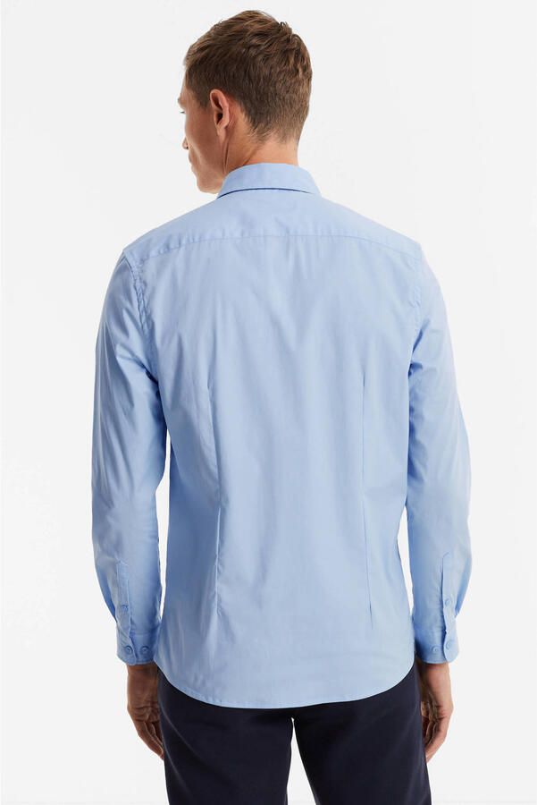 Anytime slim fit poplin overhemd lichtblauw - Foto 3
