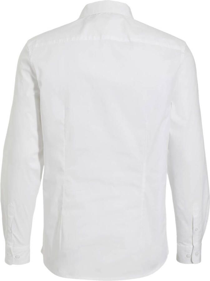 Anytime slim fit poplin overhemd wit