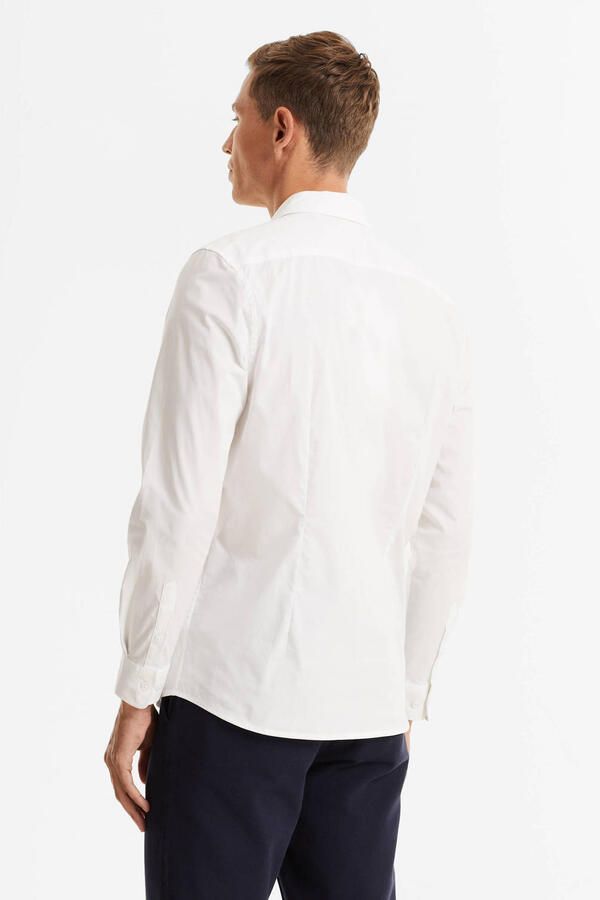 Anytime slim fit poplin overhemd wit - Foto 4