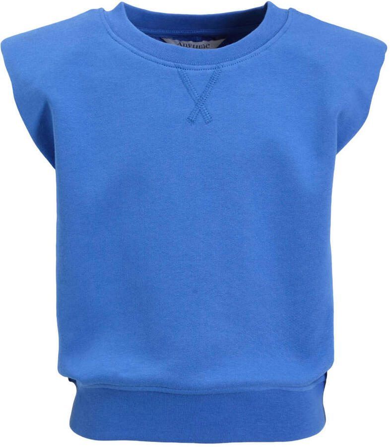 Anytime sweat top met schoudervulling blauw