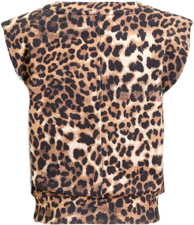 Anytime sweat top met schoudervulling panterprint