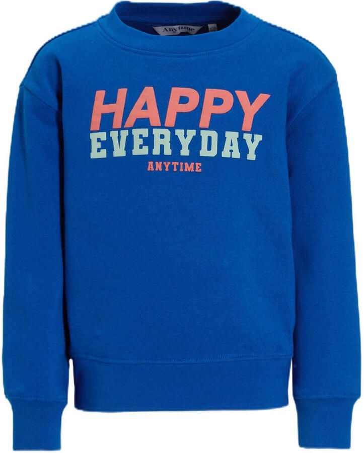 Anytime sweater met printopdruk blauw