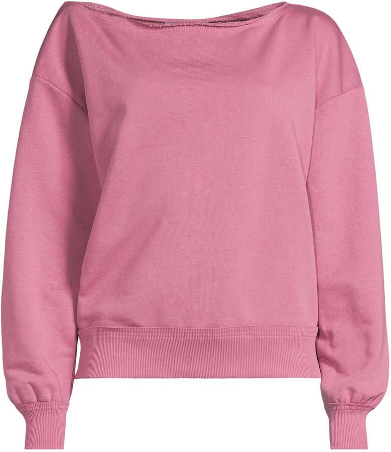 Anytime sweater met boothals mauve