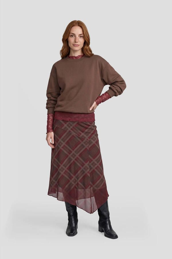 Anytime sweater met naad detail bruin - Foto 2