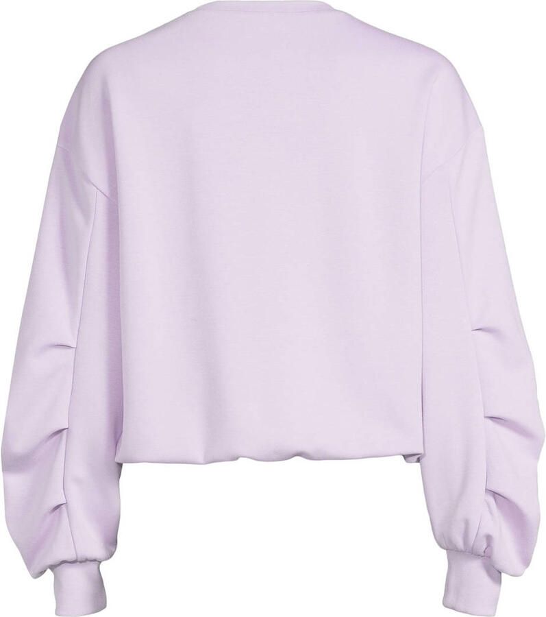 Anytime sweater met naaddetail en plooien lila - Foto 2