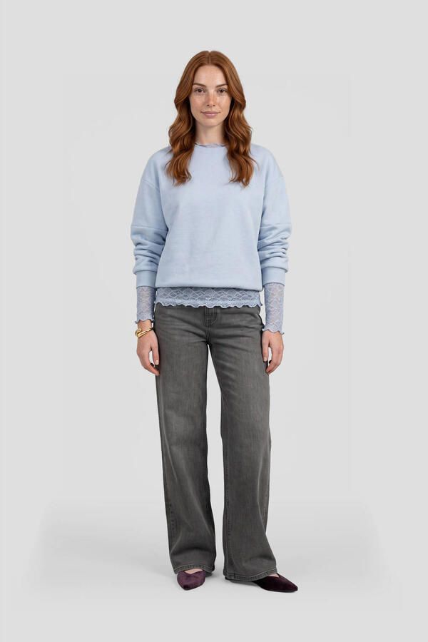 Anytime sweater met naaddetail lichtblauw - Foto 2