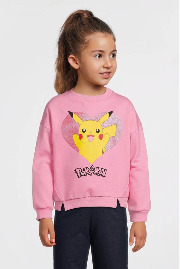Anytime sweater met Pokemon print roze - Foto 3