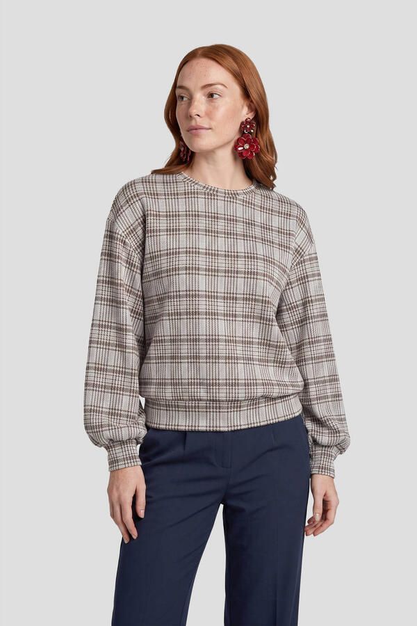 Anytime sweater met ruitprint