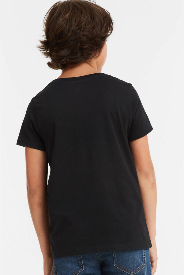 Anytime T-shirt black Zwart Jongens Katoen Ronde hals Effen 110 116