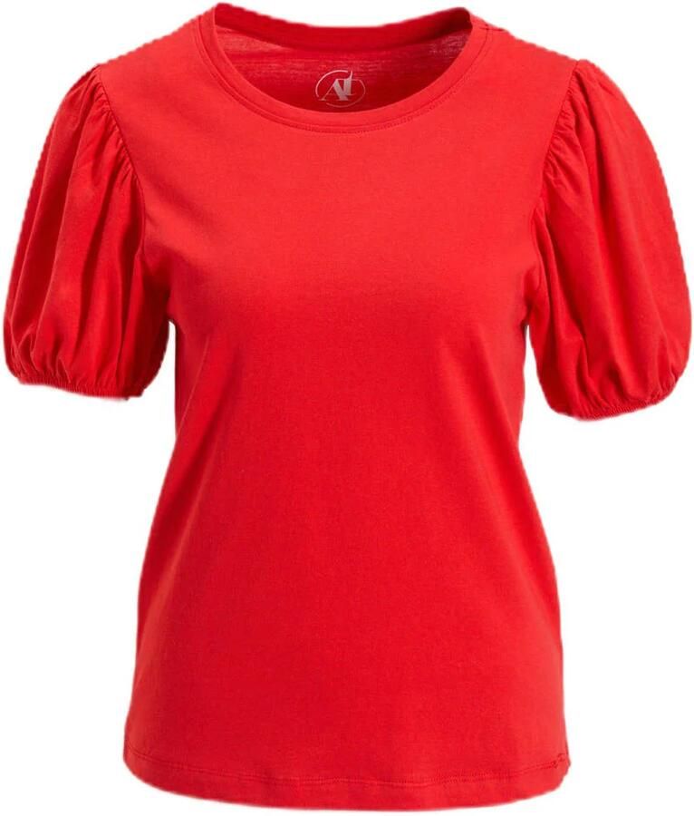 Anytime T-shirt met pofmouwen rood