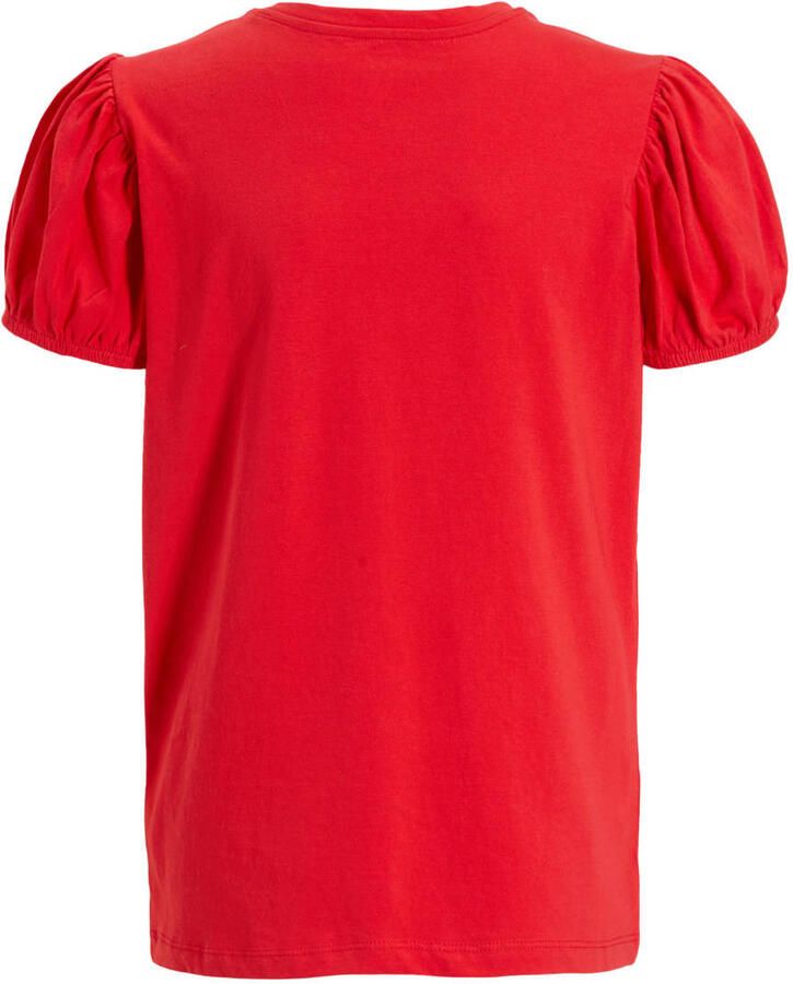 Anytime T-shirt met pofmouwen rood - Foto 1