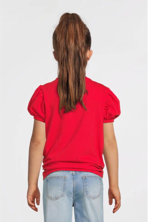 Anytime T-shirt met pofmouwen rood - Foto 4