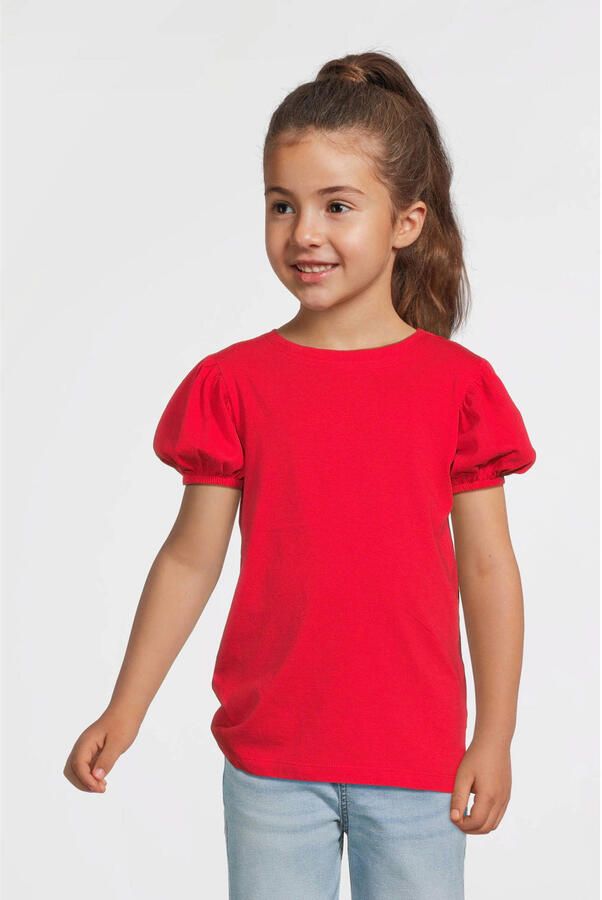 Anytime T-shirt met pofmouwen rood - Foto 5