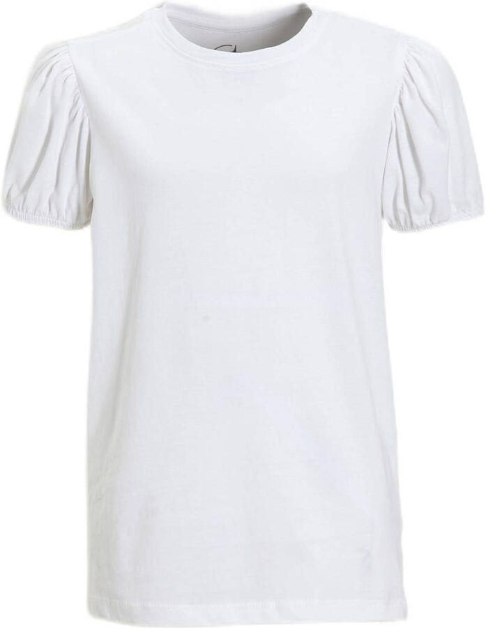 Anytime T-shirt met pofmouwen wit