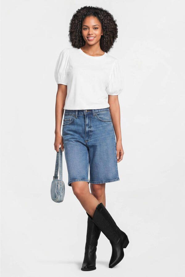 Anytime T-shirt met pofmouwen wit - Foto 3