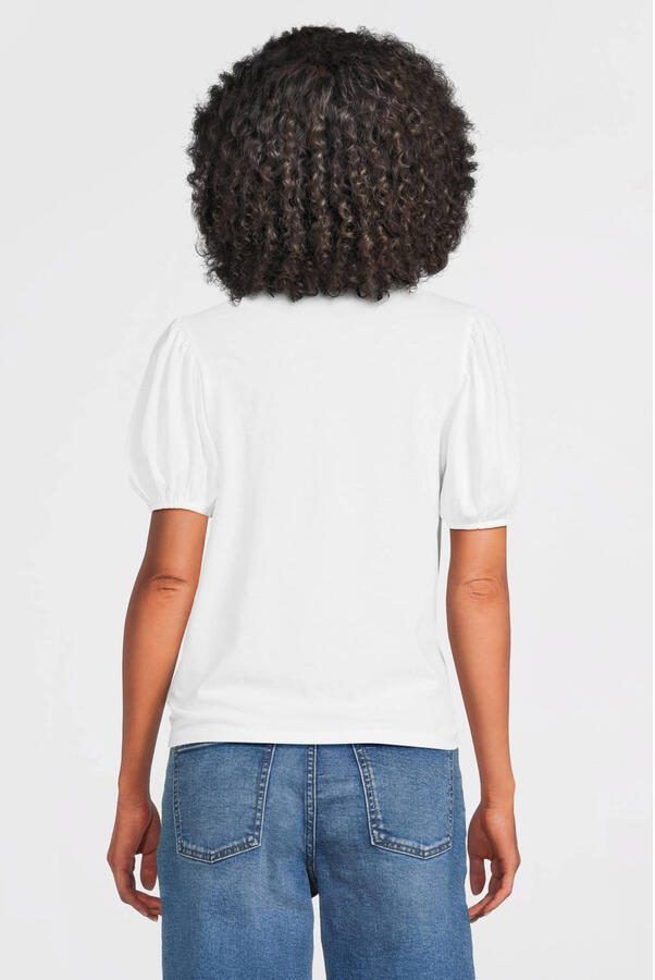 Anytime T-shirt met pofmouwen wit - Foto 2