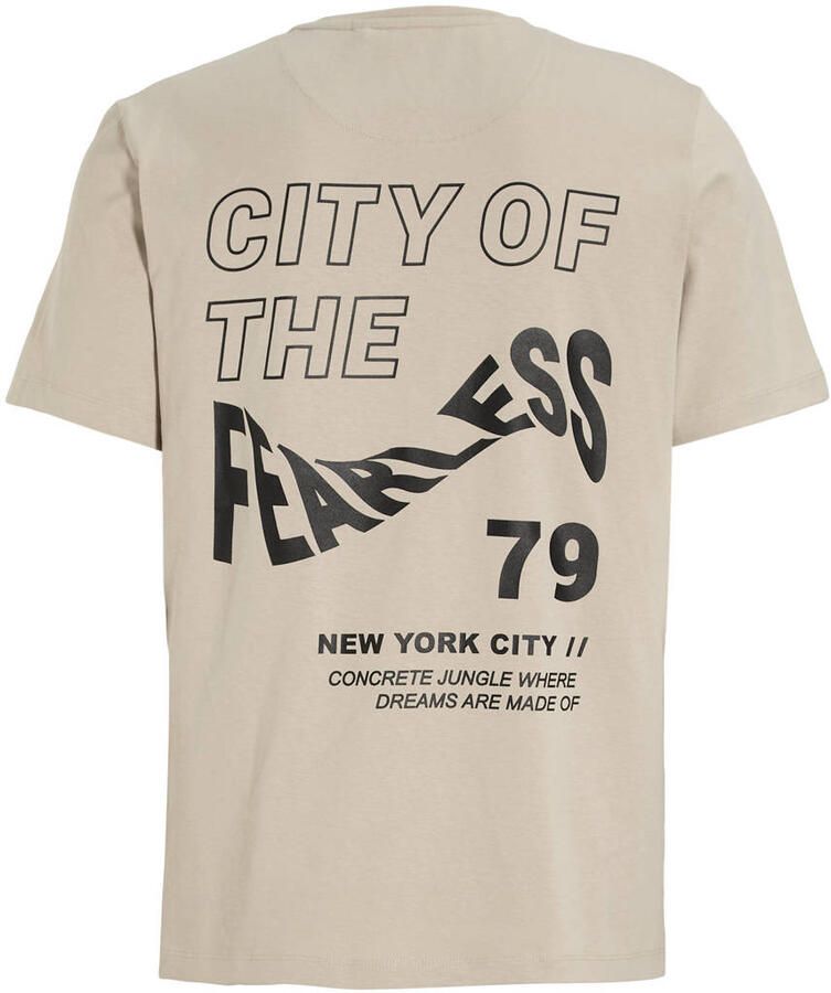 Anytime T-shirt met printopdruk beige