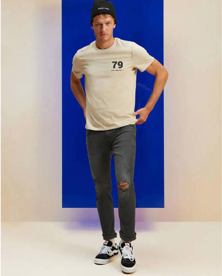Anytime T-shirt met printopdruk beige - Foto 2