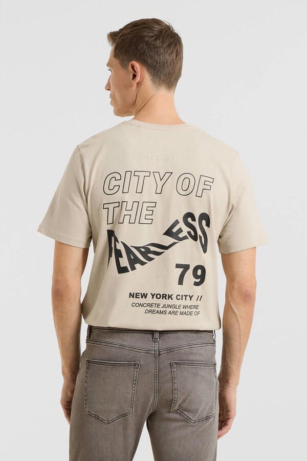 Anytime T-shirt met printopdruk beige - Foto 4