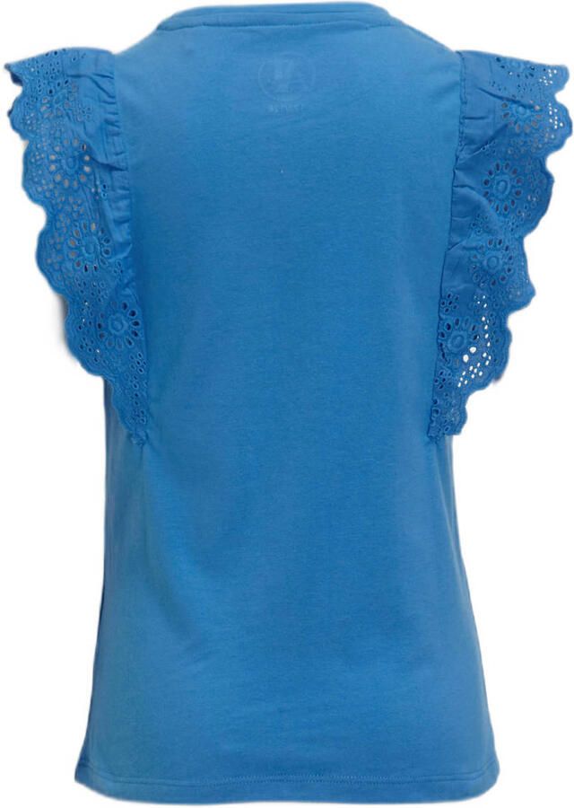 Anytime T-shirt met printopdruk blauw Meisjes Polyester Ronde hals Printopdruk 110 116