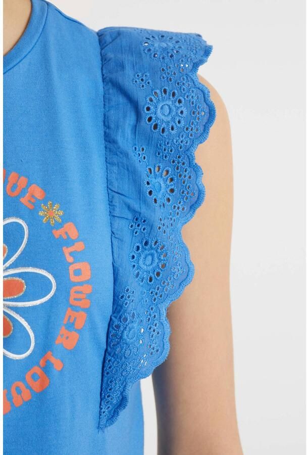 Anytime T-shirt met printopdruk blauw Meisjes Polyester Ronde hals Printopdruk 110 116 - Foto 2