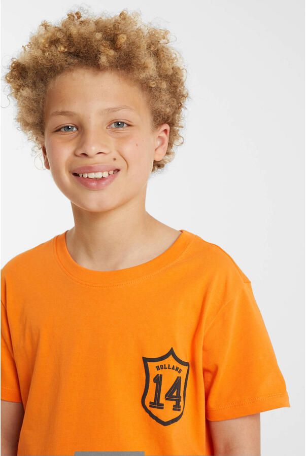 Anytime T-shirt met printopdruk oranje Katoen Ronde hals 110 116 - Foto 2