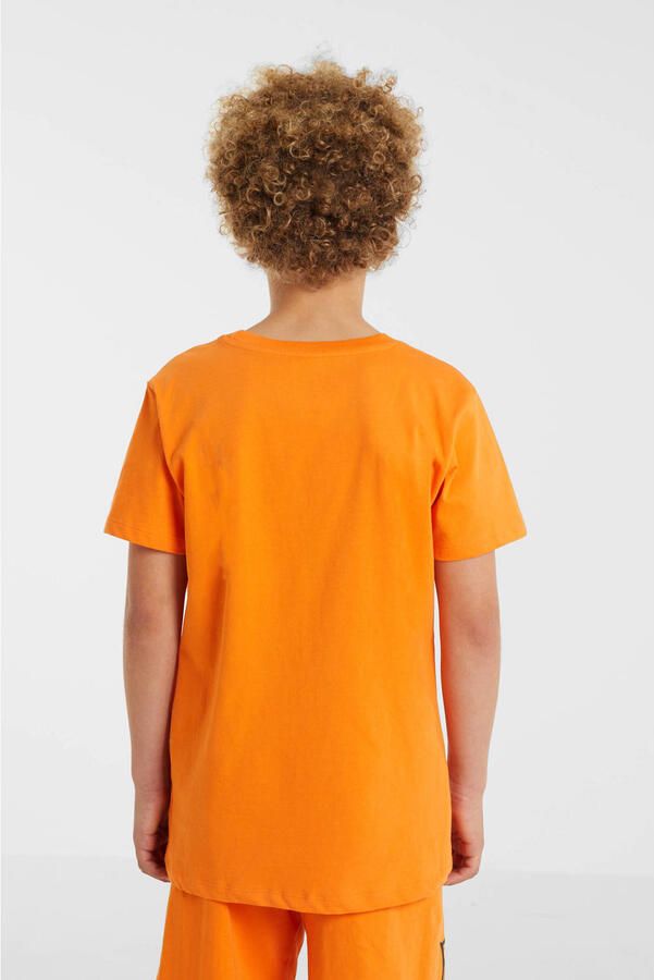 Anytime T-shirt met printopdruk oranje Katoen Ronde hals 110 116 - Foto 3