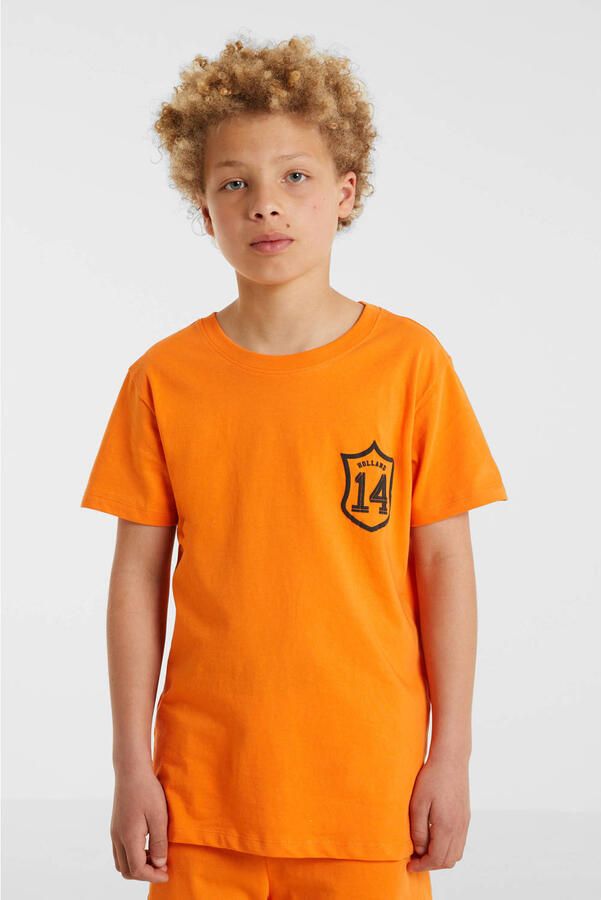 Anytime T-shirt met printopdruk oranje Katoen Ronde hals 110 116 - Foto 4