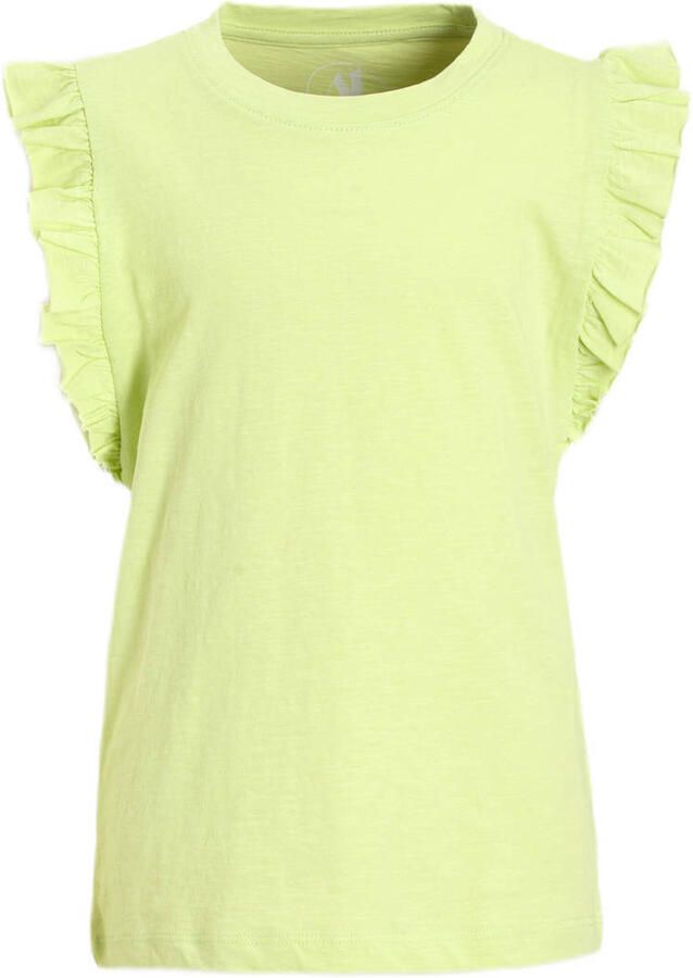 Anytime T-shirt met ruffle limegroen