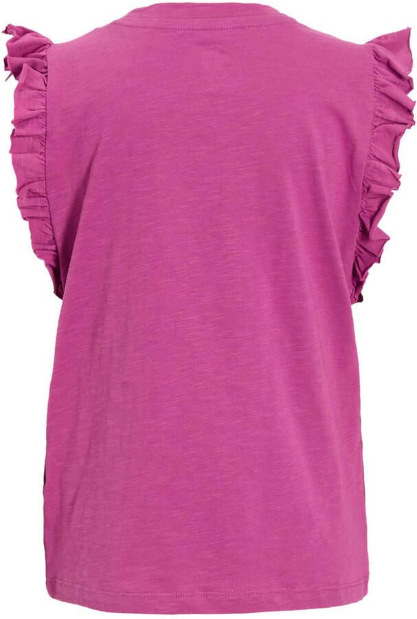 Anytime T-shirt met ruffle magenta - Foto 1
