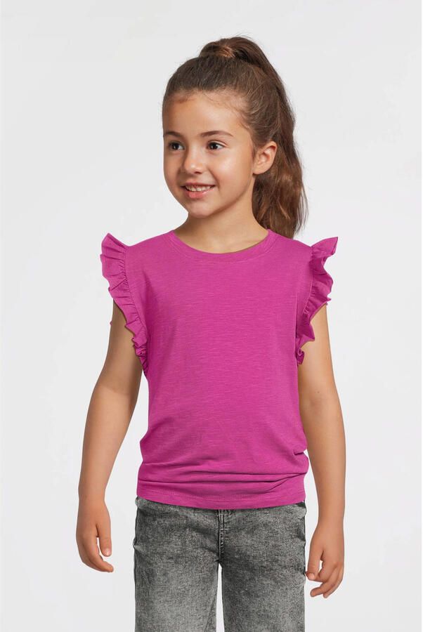 Anytime T-shirt met ruffle magenta - Foto 2