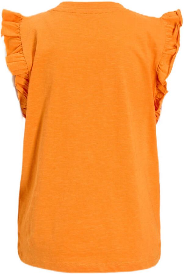 Anytime T-shirt met ruffle oranje - Foto 2