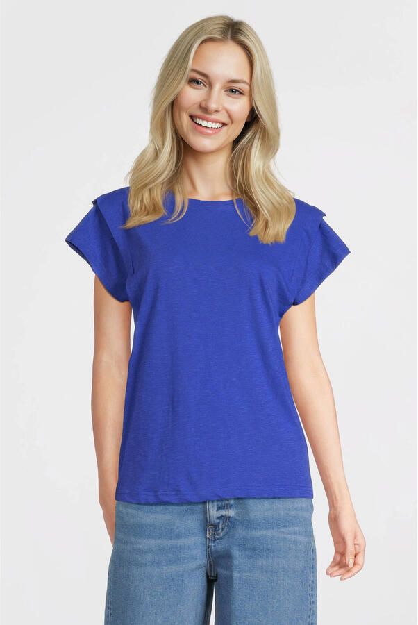 Anytime T-shirt met schouder detail felblauw