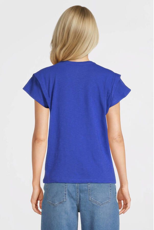 Anytime T-shirt met schouder detail felblauw - Foto 3