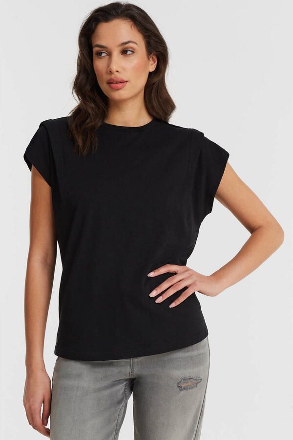 Anytime T-shirt met schouder detail zwart