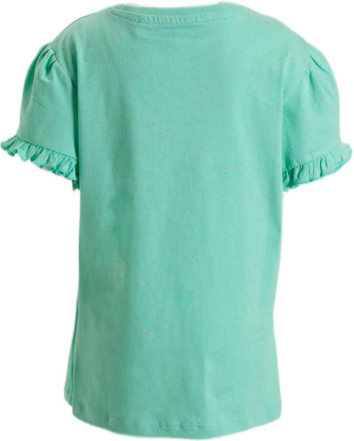 Anytime T-shirt met tekstopdruk groen Meisjes Katoen Ronde hals Tekst 134 140 - Foto 2