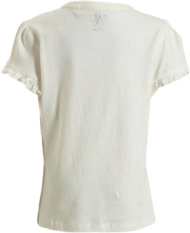 Anytime T-shirt met tekstopdruk wit Meisjes Katoen Ronde hals Tekst 134 140