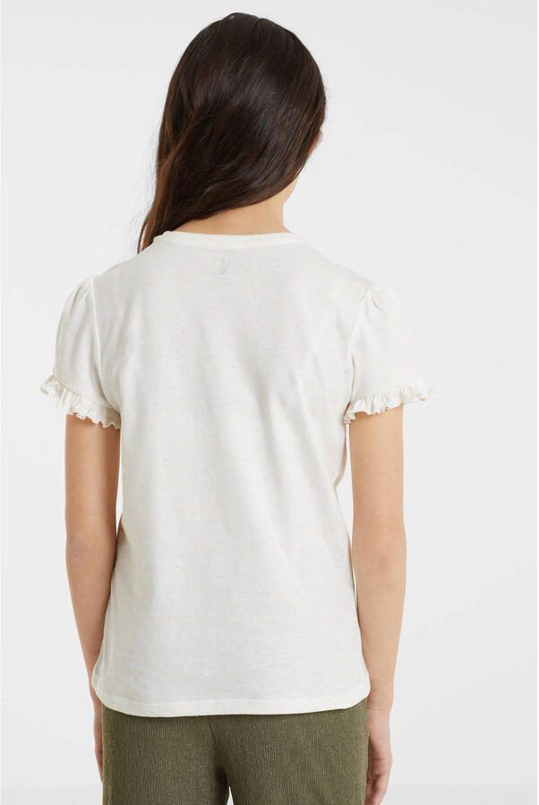 Anytime T-shirt met tekstopdruk wit Meisjes Katoen Ronde hals Tekst 110 116 - Foto 2