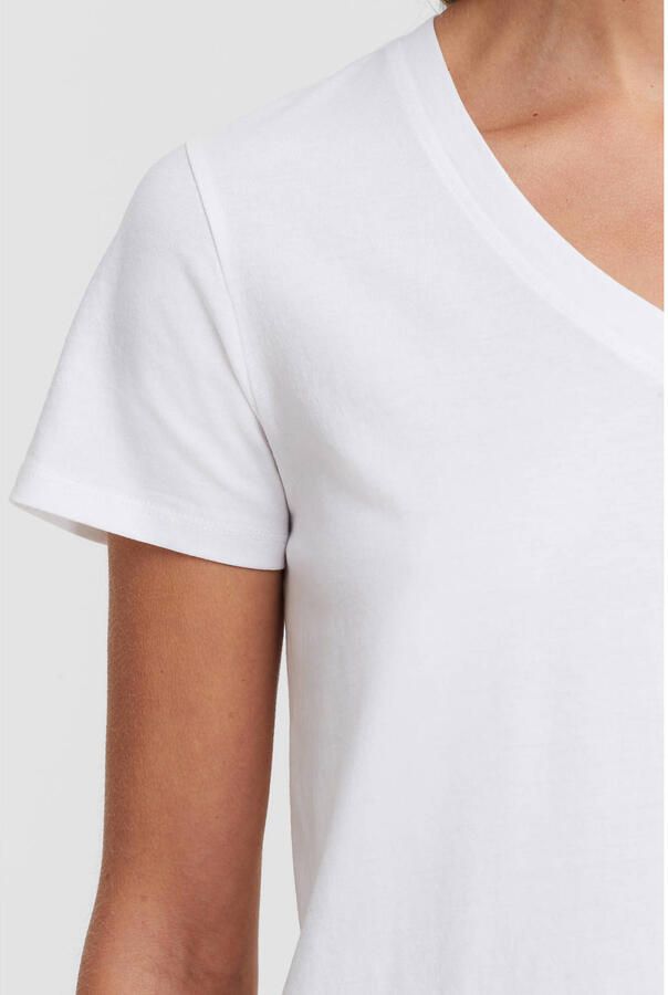Anytime T-shirt met V-hals wit - Foto 2