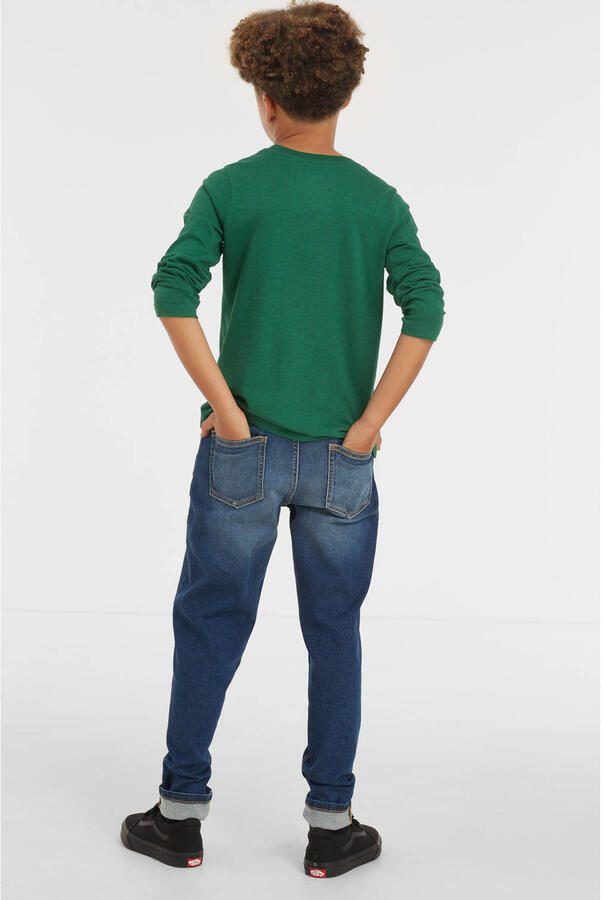 Anytime tapered slim fit jeans donkerblauw Jongens Denim Effen 104 - Foto 2