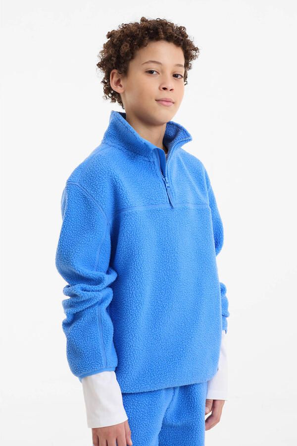 Anytime teddy fleece schipperstrui blauw - Foto 3