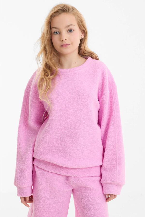Anytime teddy fleece trui roze - Foto 2