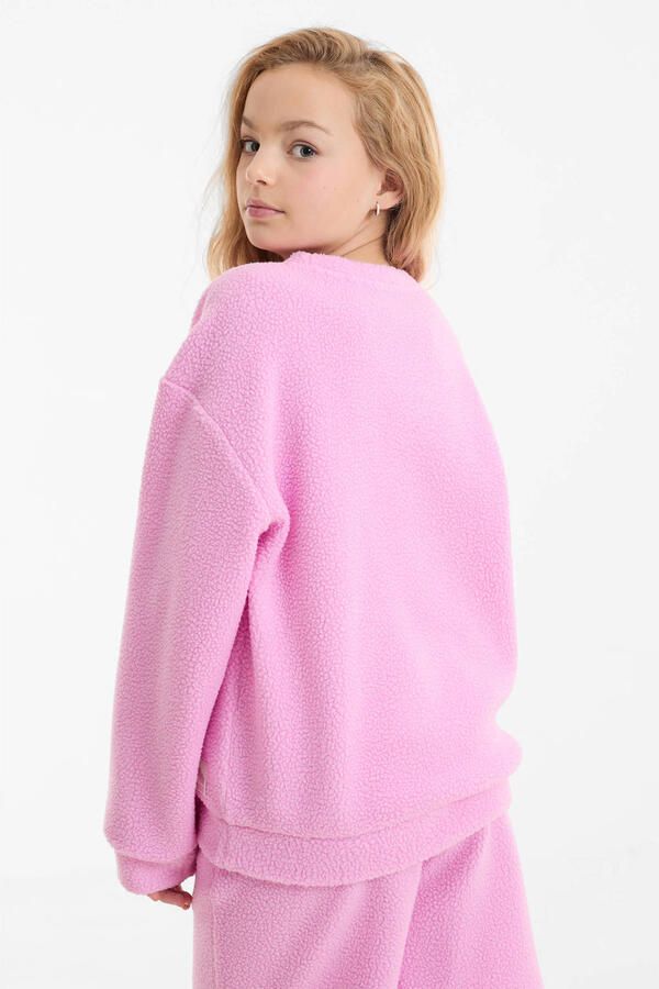 Anytime teddy fleece trui roze - Foto 3