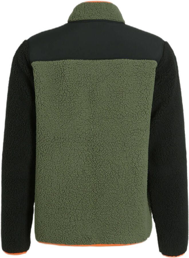 Anytime teddy fleece vest khaki zwart