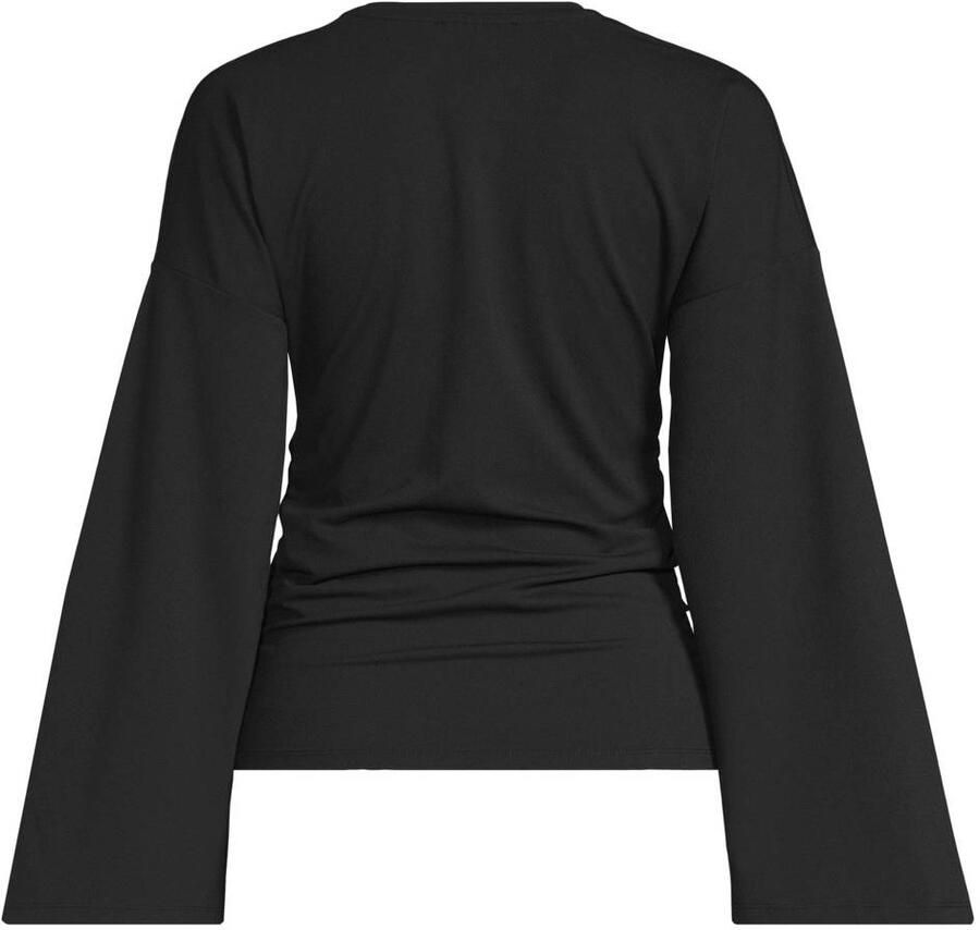 Anytime top met gedrapeerd detail zwart
