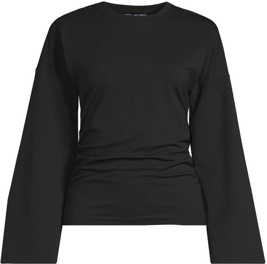 Anytime top met gedrapeerd detail zwart