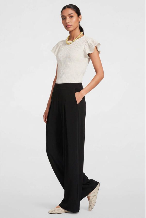 Anytime top met textuur en ruches off-white