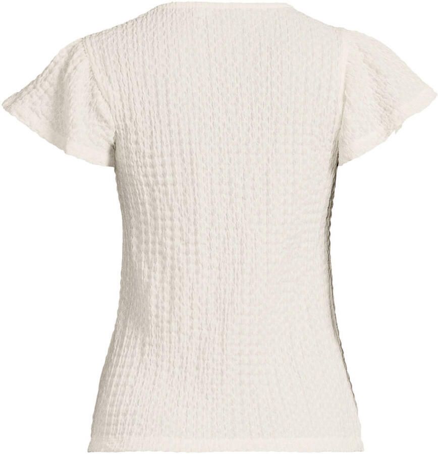 Anytime top met textuur en ruches off-white - Foto 2