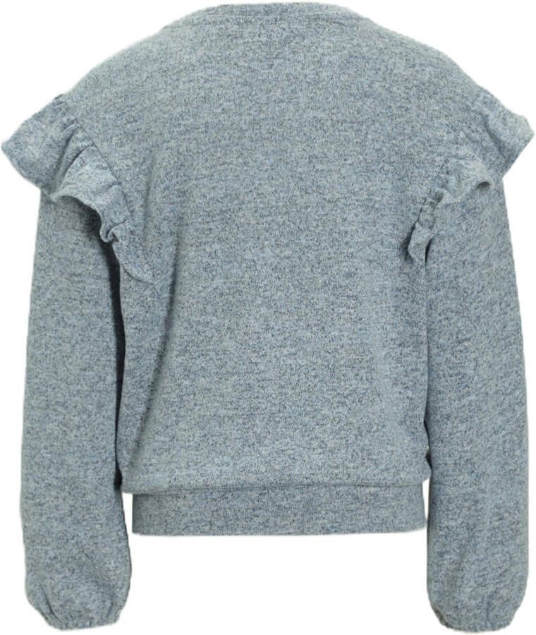 Anytime trui met ruches blauw melange